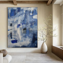 Load image into Gallery viewer, Blue &amp; Gray Abstract Painting, Suited for Coastal - Themed Living Room &amp; Calm Office Space LargeART1419
