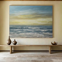 Load image into Gallery viewer, Golden Horizon Over the Waves Abstract acrylic painting DLZ033
