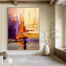 Load image into Gallery viewer, “Abstract Cityscape Layers” – Textured Oil Painting with Warm &amp; Cool Hues DTP278
