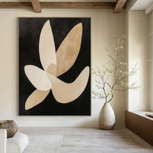 Load image into Gallery viewer, Large - Sized Hand - painted Gold &amp; Cream Floral Silhouette Acrylic Art for Elegant Bedrooms LargeART0138
