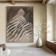 Load image into Gallery viewer, Striped Figure and Mountains Abstract Art, Perfect for Adventure - Themed Office &amp; Nature - Loving Bedroom LargeART2030
