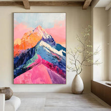 Load image into Gallery viewer, “Vibrant Mountain Peaks” – Color - Drenched Landscape Oil Painting DTP283
