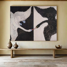 Load image into Gallery viewer, Black and White Swans Abstract Painting for Elegant Dining Room &amp; Art - Filled Hallway DKH125

