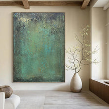 Load image into Gallery viewer, “Mossy Green Textured Abstract” - Green Abstract Art on Canvas DKH1192
