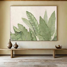 Load image into Gallery viewer, Hand - painted Green Leaf Relief Acrylic Art for Nature - Inspired Bathroom Decor LargeART1652
