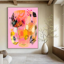 Load image into Gallery viewer, Pink &amp; Gold Abstract Extravaganza, Ideal for Glamorous Dressing Room &amp; Luxury Dining Area LargeART2009
