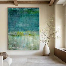 Load image into Gallery viewer, Teal &amp; Green Textured Abstract Art, Perfect for Coastal Bedroom &amp; Relaxing Spa LargeART2274
