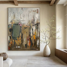 Load image into Gallery viewer, “Urban Chaos: Gray - Toned Abstract” Abstract Painting on Canvas, Industrial Loft Decor DKH1038
