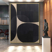 Load image into Gallery viewer, Black and Beige Geometric Circles Acrylic Art - Perfect for Modernist Office &amp; Contemporary Entryway LargeART0581
