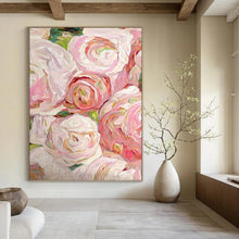 Load image into Gallery viewer, “Impressionistic Pink Roses” Abstract Floral Painting on Canvas, Romantic Decor DKH983
