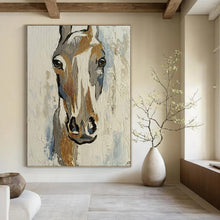 Load image into Gallery viewer, Minimalist Abstract Horse Art, Gold - Accented Neutral Tones for Modern Farmhouse &amp; Equestrian Bedroom LargeART2186
