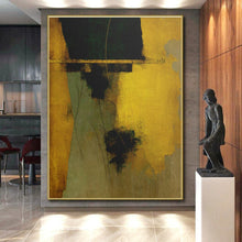 Load image into Gallery viewer, Large - Scale Golden and Green Abstract - Ideal for Luxury Hotel Lobby &amp; Upscale Dining Room LargeART0754
