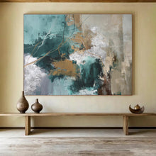 Load image into Gallery viewer, Teal Gold Fusion Abstract Painting DKH513
