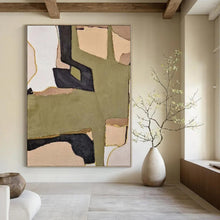 Load image into Gallery viewer, Oversized Hand - painted Earthy Tones Geometric Collage Acrylic Art for Bohemian - Modern Living Spaces LargeART0169
