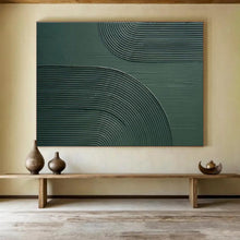 Load image into Gallery viewer, Textured Geometric Painting on Canvas - “Green Curves” DKH752
