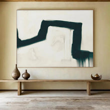 Load image into Gallery viewer, Hand - painted Large - sized Bold Black and White Drip Acrylic Art for Avant - Garde Bedrooms LargeART1790
