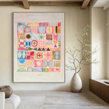 Load image into Gallery viewer, Pastel Geometric Abstract Painting, Suited for Minimalist Nursery &amp; Modern Home Office LargeART1849
