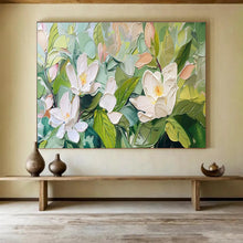 Load image into Gallery viewer, White Flower “Blush Magnolias” Painting on Canvas, Romantic Floral Art DKH836
