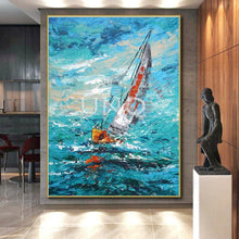 Load image into Gallery viewer, Impasto Sailing Adventure Art for Nautical Beach House &amp; Coastal Restaurant LargeART0915
