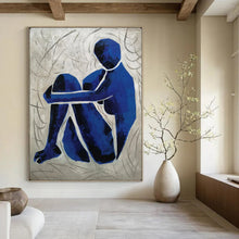 Load image into Gallery viewer, Textured Abstract Painting, Blue &amp; Gray, Emotional Art for Counseling Office &amp; Bedroom LargeART2166

