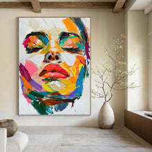Load image into Gallery viewer, Expressionist Abstract Portrait, Bold Color - Block Painting for Eclectic Lounge &amp; Artistic Bedroom LargeART2244
