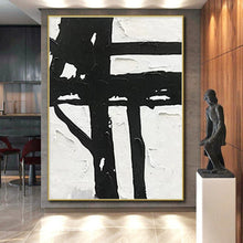 Load image into Gallery viewer, Substantial Bold Black - White Cross Abstract Acrylic for Art - Filled Dining Room LargeART0279
