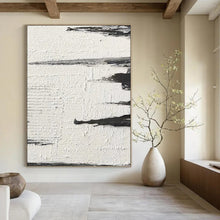 Load image into Gallery viewer, “Minimalist Shadows” – Thin black and gray strokes on textured white, suggesting distant landscapes DTP384
