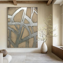 Load image into Gallery viewer, Silver &amp; Beige Abstract Art, Ideal for Modern Loft &amp; Sophisticated Office LargeART2328
