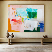 Load image into Gallery viewer, Colorful Mixed - Shape Abstract Painting for Eclectic Home Office &amp; Art Gallery Pop - Up DKH054
