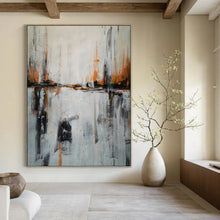 Load image into Gallery viewer, Gray &amp; Orange Abstract River Landscape, Ideal for Modern Living Room &amp; Art - Filled Study LargeART1973
