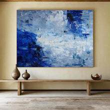 Load image into Gallery viewer, Blue - Gray Abstract “Misty Horizon” Painting on Canvas, Calm Landscape Art DKH851
