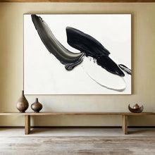 Load image into Gallery viewer, Black - White Swirl “Dynamic Abstract” Painting on Canvas, Energetic Modern Art DKH910

