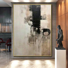 Load image into Gallery viewer, Large - Format Hand - painted Black and White Dripping Abstraction Acrylic Art for Edgy - Style Studios LargeART0251
