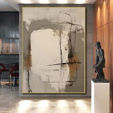 Load image into Gallery viewer, Gray - White Abstract with Lines Acrylic Art - Great for Art Studio &amp; Contemporary Home Decor LargeART0541
