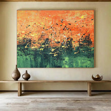 Load image into Gallery viewer, Orange - Green Splatter Abstract Art for Bohemian Café &amp; Artistic Studio DKH155
