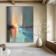 Load image into Gallery viewer, “Urban Twilight Hues” - Abstract Cityscape Painting, Perfect for Living Room, Abstract Painting on Canvas DKH1066
