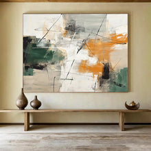 Load image into Gallery viewer, Multicolor Geometric Abstraction with Green and Orange Abstract acrylic painting DLZ100
