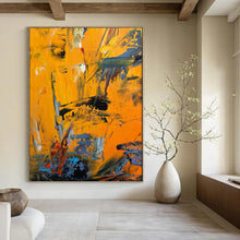 Load image into Gallery viewer, Bold Orange Abstract Expressionist Art, Ideal for Energetic Living Room &amp; Creative Studio LargeART1966
