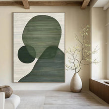 Load image into Gallery viewer, Large - Scale Hand - painted Green Overlapping Shapes Acrylic Art for Minimalist Living Rooms LargeART0164
