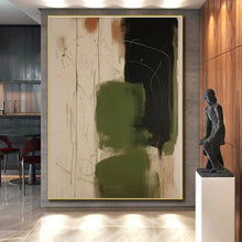 Load image into Gallery viewer, Oversized Green - Black Abstract Lines Art for Modern Studio &amp; Nature - Themed Lounge LargeART0533
