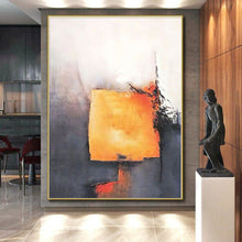 Load image into Gallery viewer, Orange and Gray Abstract Block Acrylic Art - Perfect for Modernist Loft &amp; Creative Conference Room LargeART0591
