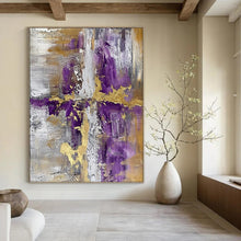 Load image into Gallery viewer, “Cross of Purple and Gold” – Symbolic Abstract with Rich Color Combinations DTP135
