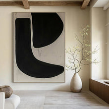 Load image into Gallery viewer, Bold Black and White Forms Abstract Canvas Painting, Suited for Industrial - Chic Loft &amp; Monochrome Dining Room LargeART1106
