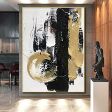 Load image into Gallery viewer, Huge Dynamic Black - Gold Abstract Acrylic for Stylish Home Office LargeART0278
