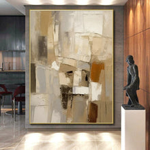 Load image into Gallery viewer, Neutral Toned Abstract Blocks Acrylic Art - Great for Minimalist Home Office &amp; Rustic - style Library LargeART0610
