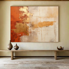 Load image into Gallery viewer, Orange, Gold, and White Abstract Fusion Abstract acrylic painting DLZ094
