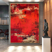 Load image into Gallery viewer, Large - Scale Red - Gold Abstract Art for Dining Room &amp; Luxury Hotel LargeART0472
