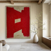 Load image into Gallery viewer, “Red Geometric Form” - Bold Red Abstract Shape Art, Abstract Painting on Canvas DKH1076
