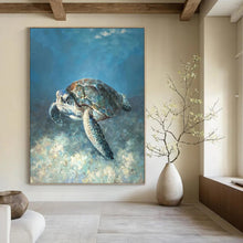 Load image into Gallery viewer, “Realistic Sea Turtle” - Detailed Marine Art on Canvas DKH1443
