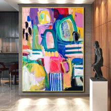 Load image into Gallery viewer, Hand - painted Massive Colorful Abstract Composition Acrylic Art for Artistic Lounges LargeART0077
